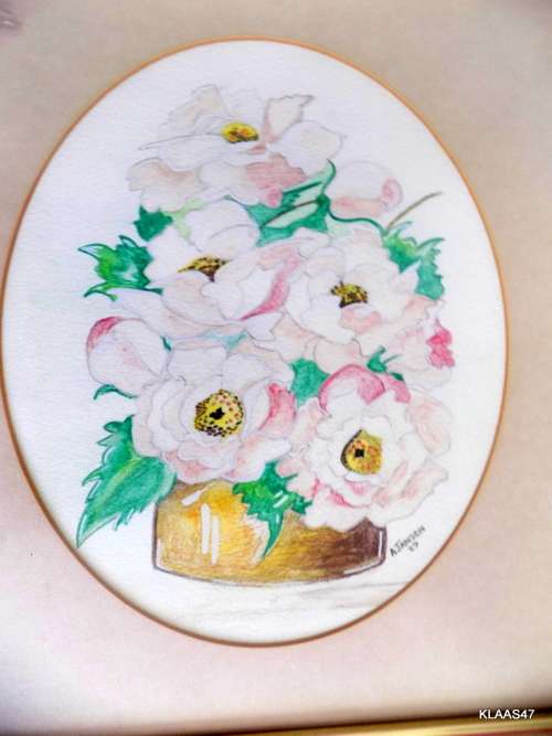 Flowers - Signed A.Jansen - Watercolour - Framed (Frame corner damaged)