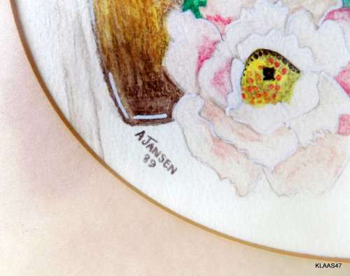 Flowers - Signed A.Jansen - Watercolour - Framed (Frame corner damaged)
