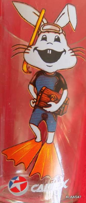 Vintage Caltex White Rabbit (Collectors glasses) - 2  - Scuba diver and Surfer Rabbits