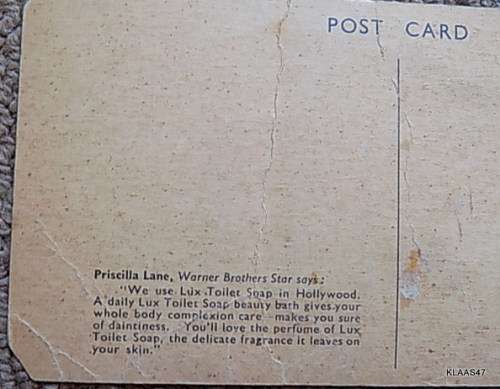 Warner Bros Star - Priscilla Lane - PostCard 008013E - Lux Soap Advert