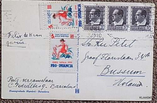 Vintage Postcard - Barcelona - Postally used - Jun 10 - Posted from Spain to Holland
