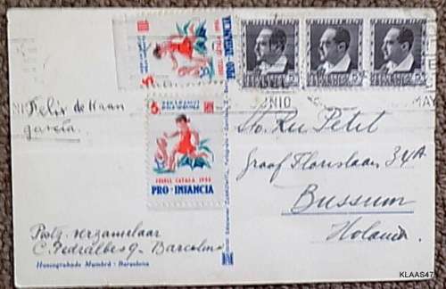 Vintage Postcard - Barcelona - Postally used - Jun 10 - Posted from Spain to Holland
