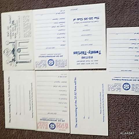USA Pre Printed Postage Paid Stationery - 7 Unused Reply and Notice Cards (20-30 Club)