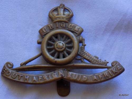 South African Artillery - Cap Badge - Brass - Loose wheel