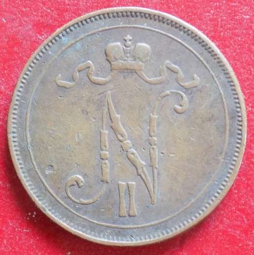 Finland -10 Penniä - Nikolai II - 1907 - Copper coin
