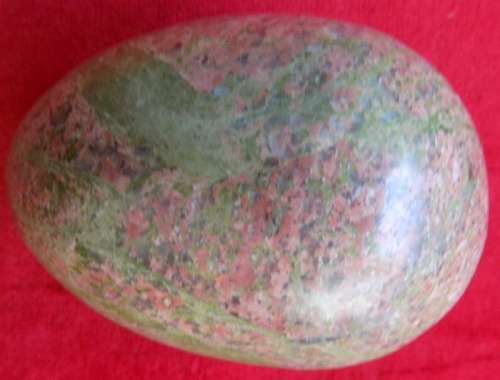 Polished Gem Stone Egg - 14.7cm Circumference - 6cm Long (Probably Unakite)