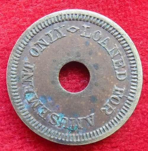 Mills Golden Official Gaming Token, Early 1900`s- Brass Amusement Token - holed as issued