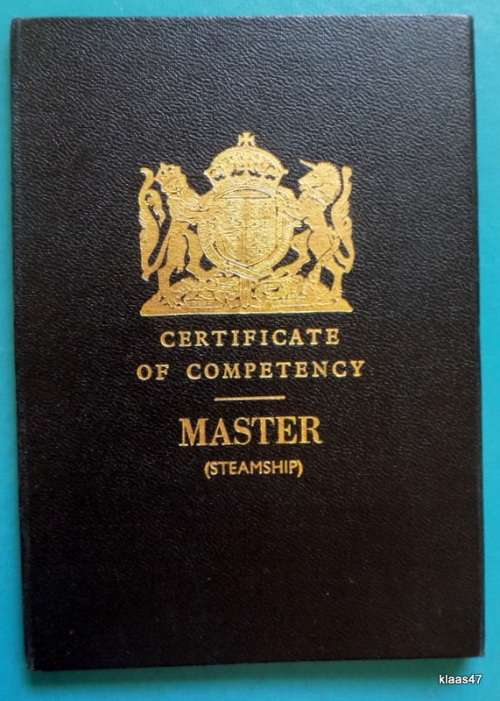 Certificate of Competency - Master (Steamship) - Dated 1940 - Issued at Newcastle-Upon-Tyne