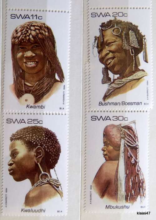 SWA - 1984 - Traditional Headdresses (2nd series) Mint SET OF 4 STAMPS