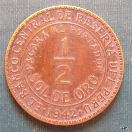 Peru - 1942 - ½ Sol de Oro (Brass)