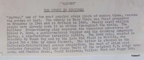 Vintage - Black and White photograph  `Harvey` - Stage Play 1940`s