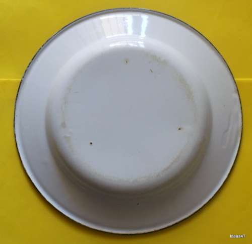 Vintage enamel plate White with Black Edge