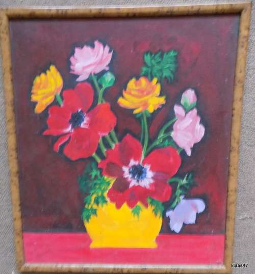 Flowers in Vase - Painting - Unknown Artist - 36.5x42cm