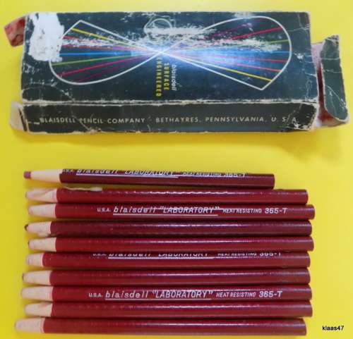 Vintage - 10 - Blaisdell - Laboratory Heat Resistant 365-T Pencils Markers - Paper Wrapped
