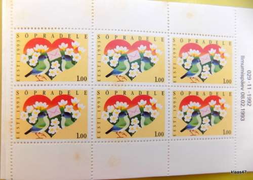 1993 - Greeting stamp booklet - joint issue Finland (with block of 6 stamps)