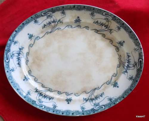 Vintage Large Blue and White Pountney and Co Bristol Odelberg Pattern Circa 1910 Platter