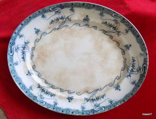 Vintage Large Blue and White Pountney and Co Bristol Odelberg Pattern Circa 1910 Platter