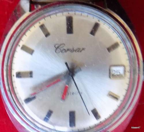 Vintage - Men`s Watch with Date - Corsar - 17 Jewel - Manual winding - Stainless steel stretch strap