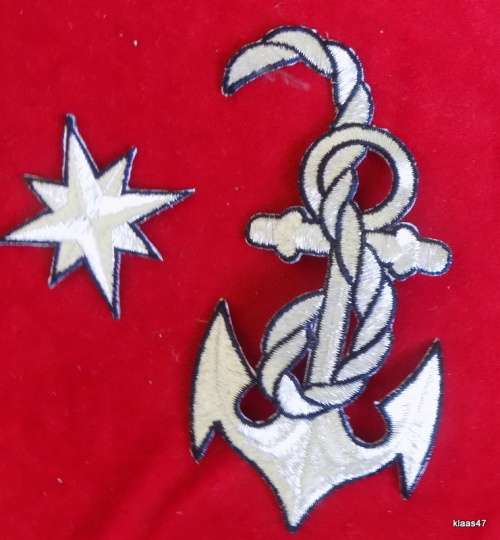 Embroidered Motifs of Anchor and Star Silver with black edge