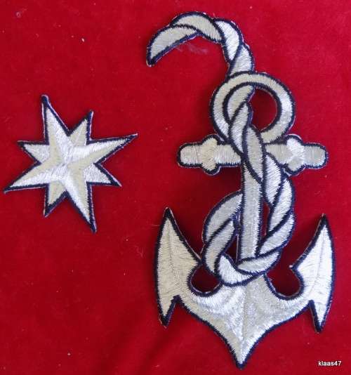 Embroidered Motifs of Anchor and Star Silver with black edge