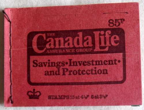 GB Post Office - Canada Life stitched booklet - 85p - 5x4 1/2p x3 and 5x3p x1