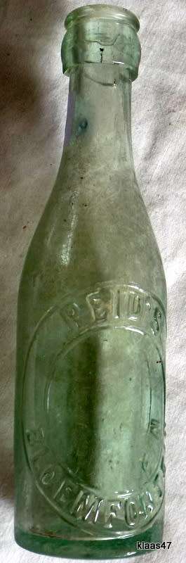 Vintage Glass Bottle Reid`s Bloemfontein Made by Barnard and Foster Makers London