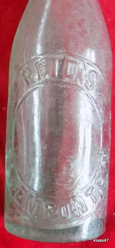 Vintage Glass Bottle Reid`s Bloemfontein Made by Barnard and Foster Makers London