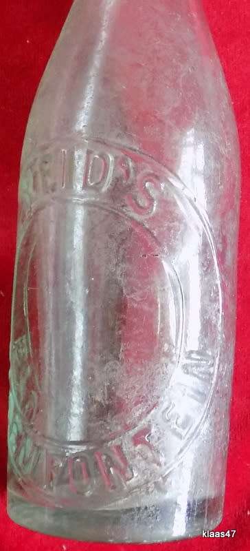 Vintage Glass Bottle Reid`s Bloemfontein Made by Barnard and Foster Makers London