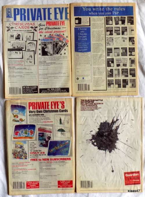 4 Private Eye Magazines - Dec `94 - Mar `95 - Nov 2000 - May 2001