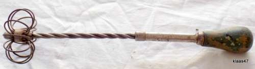 Vintage - Egg Beater Whisk - Made in England - Wood Handle - Prov Patent 8136 - Push Down to Rotate