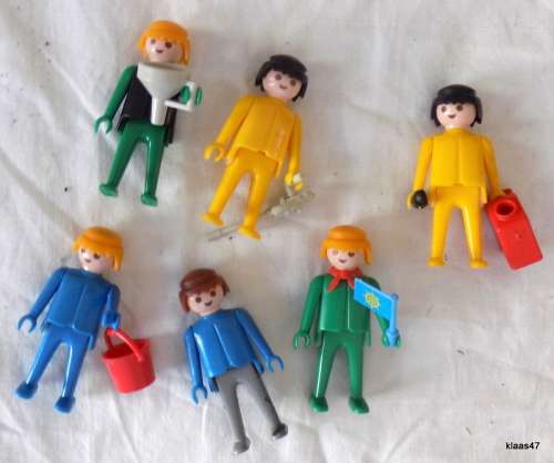 Vintage Playmobile - Geobra 1974 - 6 men with work crew accessories