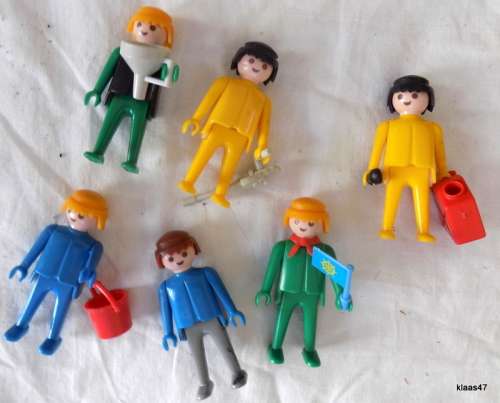Vintage Playmobile - Geobra 1974 - 6 men with work crew accessories