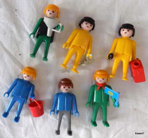 Vintage Playmobile - Geobra 1974 - 6 men with work crew accessories