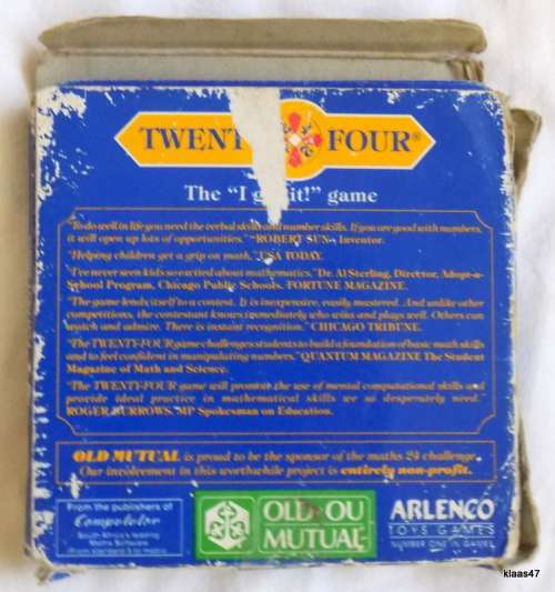 24 Game - Builds Fast Minds - Arlenco - 32 Cards - Sponsor: Old Mutual 24 Challenge