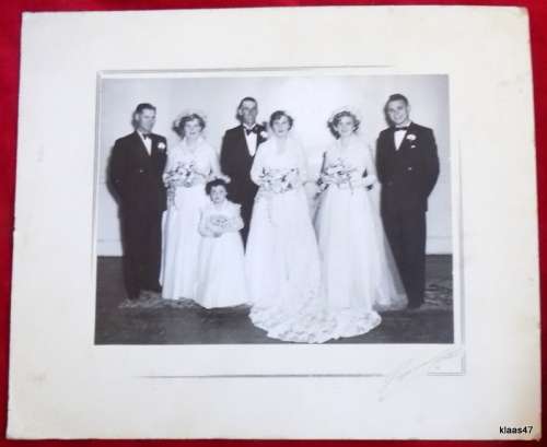 Vintage - Wedding Photo - Black and White, signed - Mounted on cardboard) Unframed