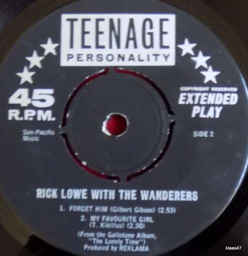 JOHNNY GIBSON - RICK LOWE - Presented By Teenage Personality - Vinyl, 7`, 45 RPM, EP - 1967