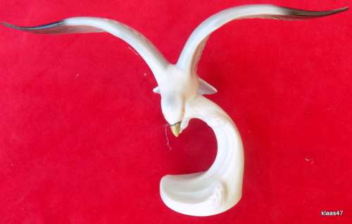 Vintage W Goebel, West Germany Silver Gull on a Wave Crest Figurine