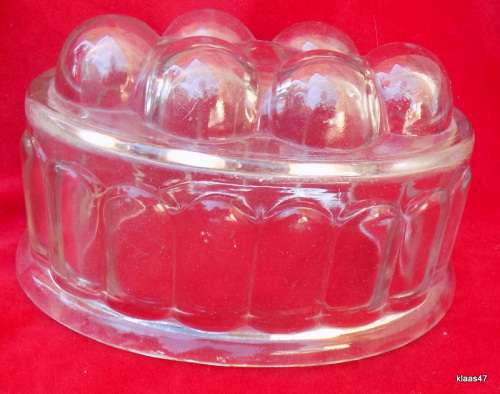 Large Vintage Oval Glass Jelly Mould