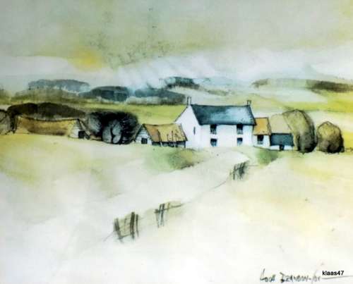 Framed Print of The White Farm by Hugh Brandon-Cox (1917-2003)