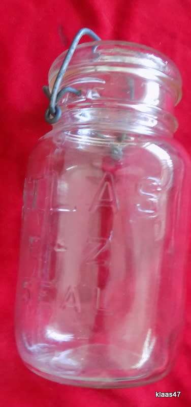 Vintage - Atlas E-Z Seal - Wire Clasp - Mason Jar - Complete with Original glass top