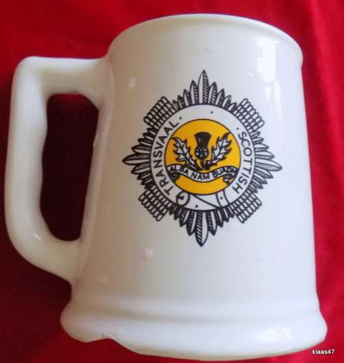 Drosty Ware Beer Mug with Transvaal Scottish badge