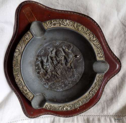 Vintage - Ornate Bas Relief Metal Ashtray - On a base - O. Godi and C. - Prato