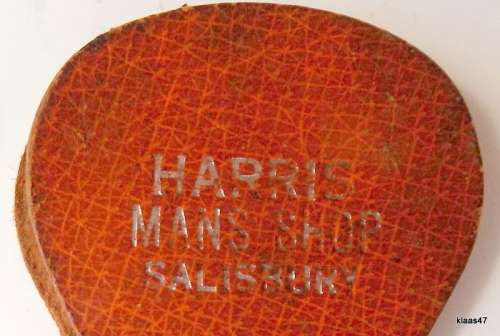 Harris Mans Shop Salisbury - Leather cover with Bottle Opener (Note damaged chrome)