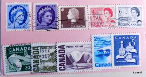 Canada - Mixed Lot - 10 used postage stamps (Hinged)
