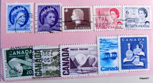 Canada - Mixed Lot - 10 used postage stamps (Hinged)