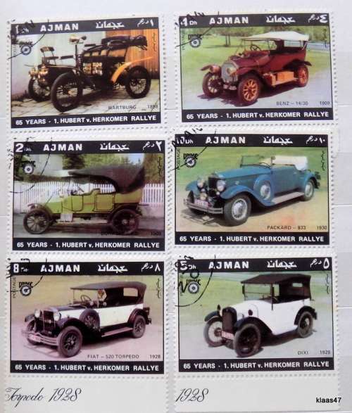 Ajman - 1970 - Classic Cars - 6 used stamps