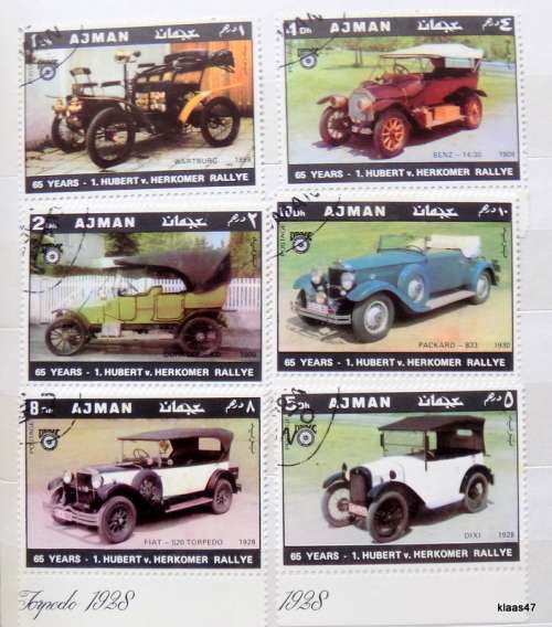 Ajman - 1970 - Classic Cars - 6 used stamps