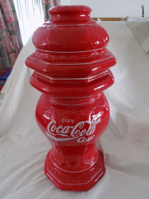 Large Porcelain Coca-Cola Enjoy Coke Lamp Base in Two sections