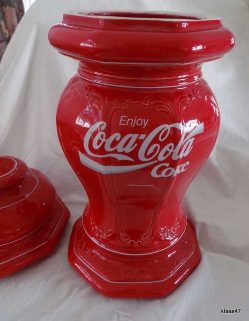 Large Porcelain Coca-Cola Enjoy Coke Lamp Base in Two sections
