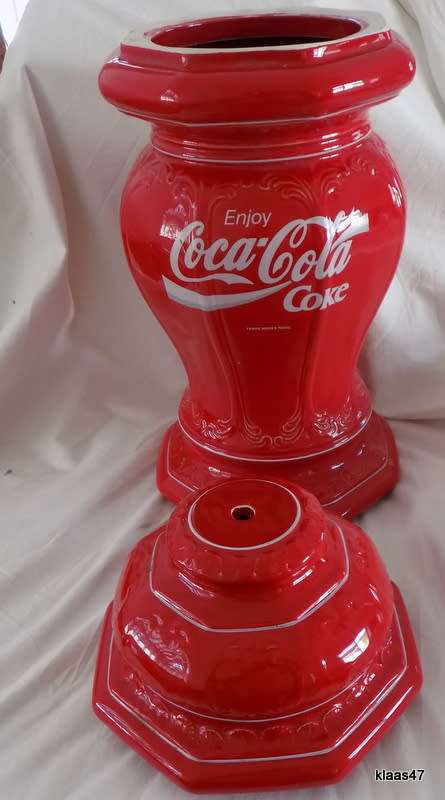 Large Porcelain Coca-Cola Enjoy Coke Lamp Base in Two sections